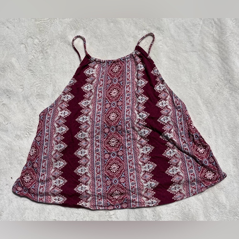 Billabong Burgundy and White Patterned Camisole